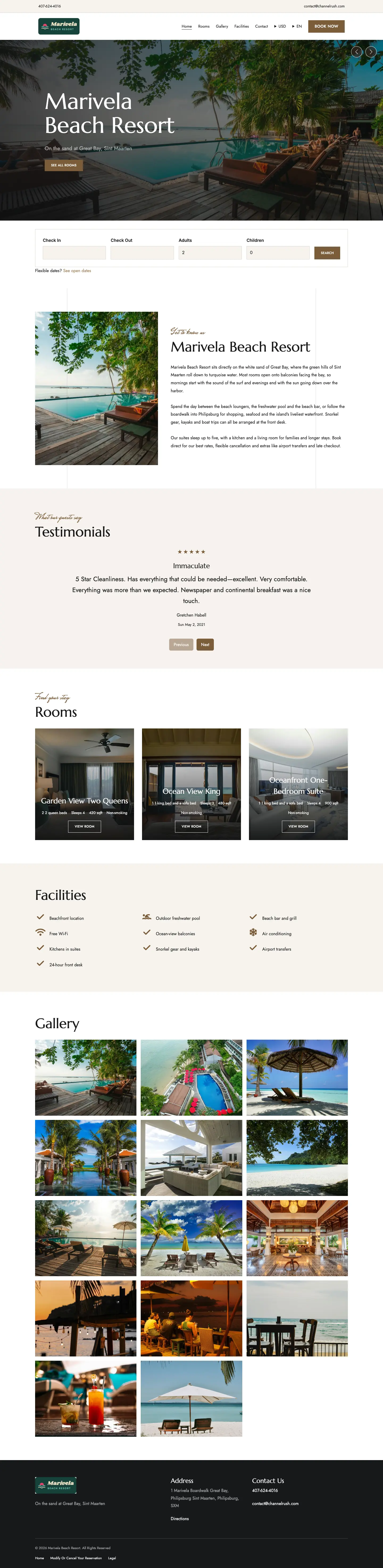 Almaris theme, home page on desktop